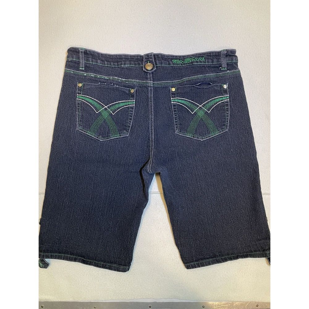 Old Skool Embroidered Jean Shorts Skater‎ Y2K Streetwear Baggy Womens Size 18